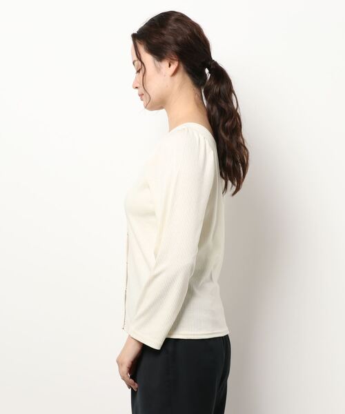 flower（フラワー）の「リングリブロングスリーブ（Tシャツ/カットソー・レディース・ピンク/アイボリー・FREE）」の3枚目の写真