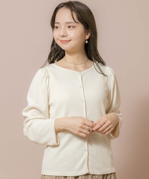 flower（フラワー）の「リングリブロングスリーブ（Tシャツ/カットソー・レディース・ピンク/アイボリー・FREE）」の2枚目の写真