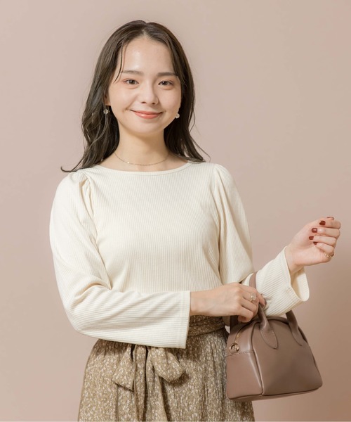 flower（フラワー）の「リングリブロングスリーブ（Tシャツ/カットソー・レディース・ピンク/アイボリー・FREE）」の5枚目の写真