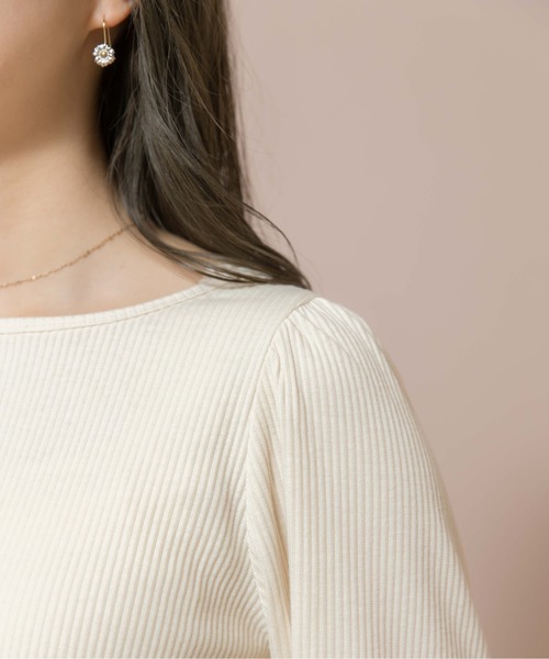 flower（フラワー）の「リングリブロングスリーブ（Tシャツ/カットソー・レディース・ピンク/アイボリー・FREE）」の10枚目の写真