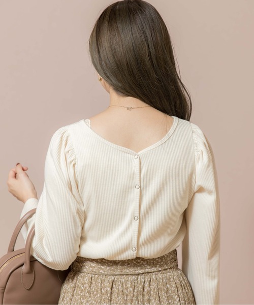 flower（フラワー）の「リングリブロングスリーブ（Tシャツ/カットソー・レディース・ピンク/アイボリー・FREE）」の6枚目の写真