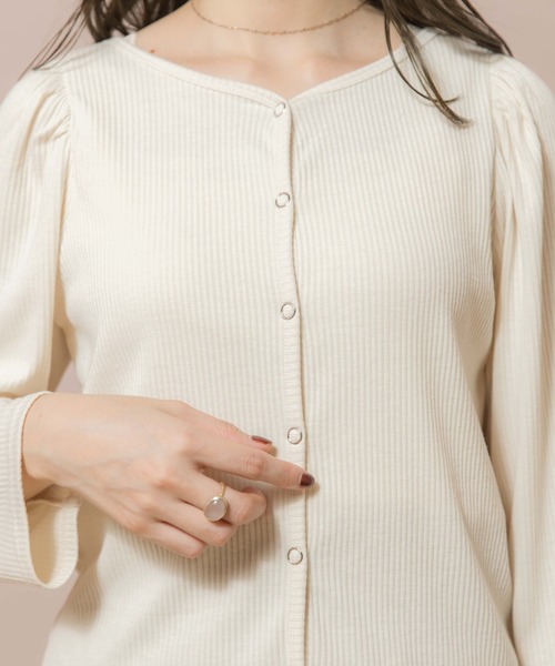 flower（フラワー）の「リングリブロングスリーブ（Tシャツ/カットソー・レディース・ピンク/アイボリー・FREE）」の11枚目の写真