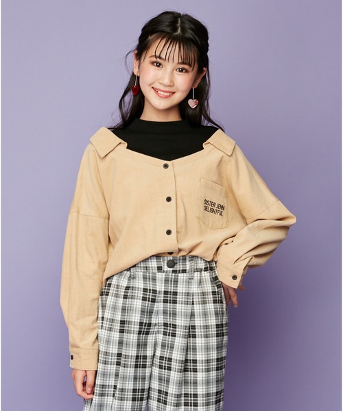 SISTER JENNI(SISTER JENNI)の「ドッキングコーデュロイシャツ(シャツ/ブラウス・キッズ・ベージュ/ラベンダー/カーキ・140cm/150cm/130cm/160cm)」の2枚目の写真