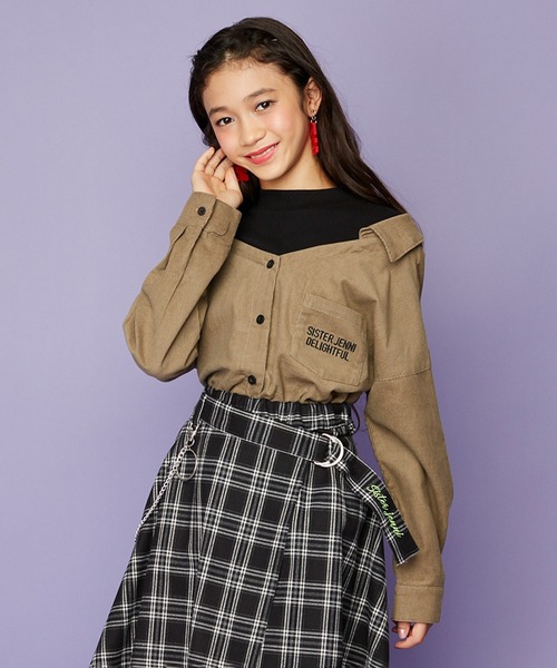 SISTER JENNI(SISTER JENNI)の「ドッキングコーデュロイシャツ(シャツ/ブラウス・キッズ・ベージュ/ラベンダー/カーキ・140cm/150cm/130cm/160cm)」の1枚目の写真