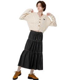 【running high/ランニングハイ】LAMB'S WOOL CABLE CROP CARDIGAN ウール クロップド丈 シンプル カーディガン