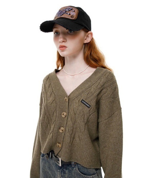 runningHIGH(ランニングハイ)の「【running high/ランニングハイ】LAMB'S WOOL CABLE CROP CARDIGAN ウール クロップド丈 シンプル カーディガン(カーディガン/ボレロ・レディース・パープル/レッド/カーキ/ミント/アイボリー・ONE SIZE)」の18枚目の写真
