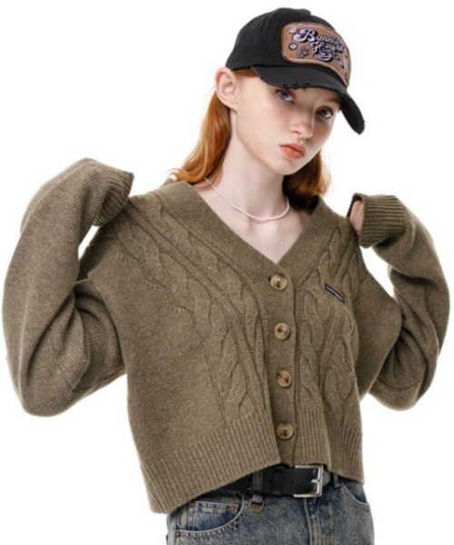 runningHIGH(ランニングハイ)の「【running high/ランニングハイ】LAMB'S WOOL CABLE CROP CARDIGAN ウール クロップド丈 シンプル カーディガン(カーディガン/ボレロ・レディース・パープル/レッド/カーキ/ミント/アイボリー・ONE SIZE)」の17枚目の写真