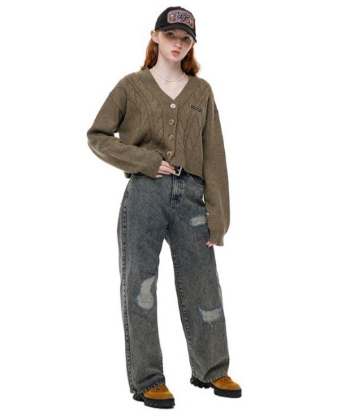 runningHIGH(ランニングハイ)の「【running high/ランニングハイ】LAMB'S WOOL CABLE CROP CARDIGAN ウール クロップド丈 シンプル カーディガン(カーディガン/ボレロ・レディース・パープル/レッド/カーキ/ミント/アイボリー・ONE SIZE)」の19枚目の写真