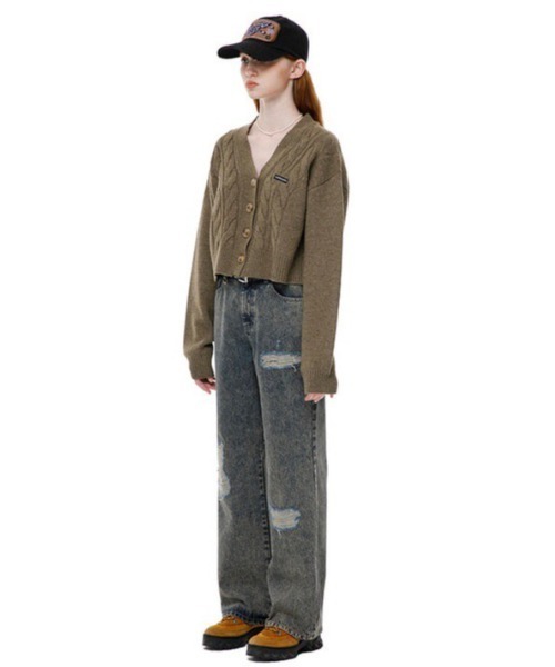 runningHIGH(ランニングハイ)の「【running high/ランニングハイ】LAMB'S WOOL CABLE CROP CARDIGAN ウール クロップド丈 シンプル カーディガン(カーディガン/ボレロ・レディース・パープル/レッド/カーキ/ミント/アイボリー・ONE SIZE)」の21枚目の写真
