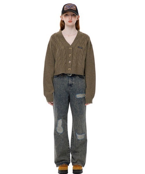 runningHIGH(ランニングハイ)の「【running high/ランニングハイ】LAMB'S WOOL CABLE CROP CARDIGAN ウール クロップド丈 シンプル カーディガン(カーディガン/ボレロ・レディース・パープル/レッド/カーキ/ミント/アイボリー・ONE SIZE)」の20枚目の写真