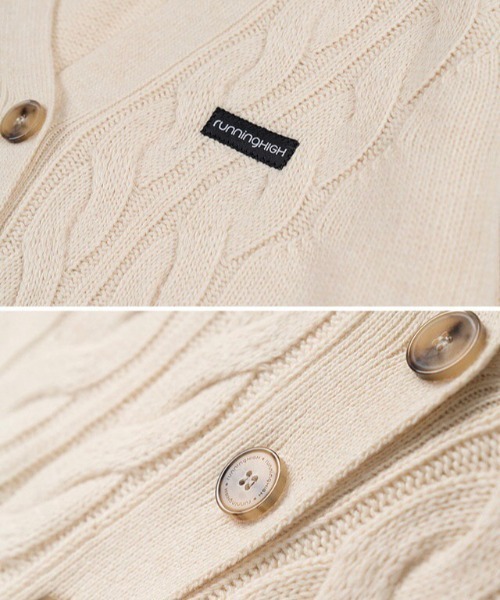 runningHIGH(ランニングハイ)の「【running high/ランニングハイ】LAMB'S WOOL CABLE CROP CARDIGAN ウール クロップド丈 シンプル カーディガン(カーディガン/ボレロ・レディース・パープル/レッド/カーキ/ミント/アイボリー・ONE SIZE)」の15枚目の写真