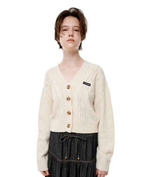 runningHIGH(ランニングハイ)の「【running high/ランニングハイ】LAMB'S WOOL CABLE CROP CARDIGAN ウール クロップド丈 シンプル カーディガン(カーディガン/ボレロ・レディース・パープル/レッド/カーキ/ミント/アイボリー・ONE SIZE)」の7枚目の写真