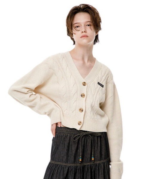 runningHIGH(ランニングハイ)の「【running high/ランニングハイ】LAMB'S WOOL CABLE CROP CARDIGAN ウール クロップド丈 シンプル カーディガン(カーディガン/ボレロ・レディース・パープル/レッド/カーキ/ミント/アイボリー・ONE SIZE)」の6枚目の写真