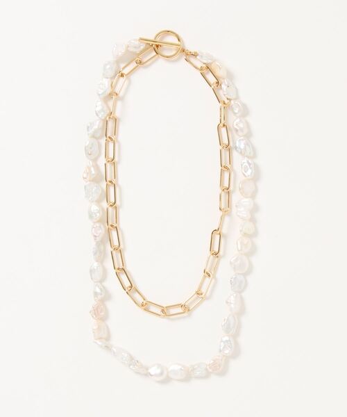 ADAM ET ROPE'（アダムエロペ）の「バロックパールチェーンコンビネックレス（ネックレス・レディース・オフホワイト・FREE）」の3枚目の写真