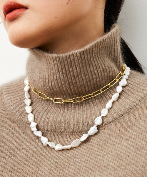 ADAM ET ROPE'（アダムエロペ）の「バロックパールチェーンコンビネックレス（ネックレス・レディース・オフホワイト・FREE）」の8枚目の写真