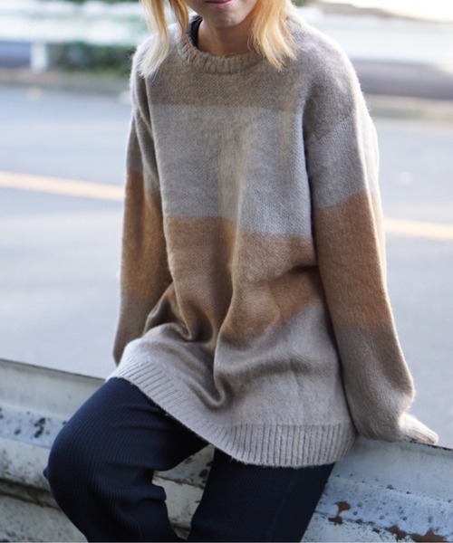 TOWNCRAFT（タウンクラフト）の「TOWNCRAFT / タウンクラフト SHAGGY JACQUARD CREW SWATER（ニット/セーター・メンズ・ベージュ/ネイビー/ブラウン/マルチ/その他1/その他2/ブラウン系その他/ストライプ・MEDIUM/LARGE/SMALL/X-SMALL）」の7枚目の写真