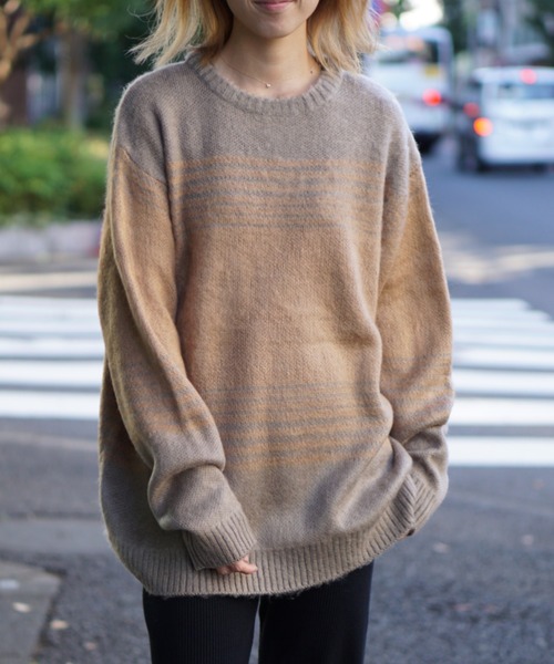 TOWNCRAFT（タウンクラフト）の「TOWNCRAFT / タウンクラフト SHAGGY JACQUARD CREW SWATER（ニット/セーター・メンズ・ベージュ/ネイビー/ブラウン/マルチ/その他1/その他2/ブラウン系その他/ストライプ・MEDIUM/LARGE/SMALL/X-SMALL）」の8枚目の写真