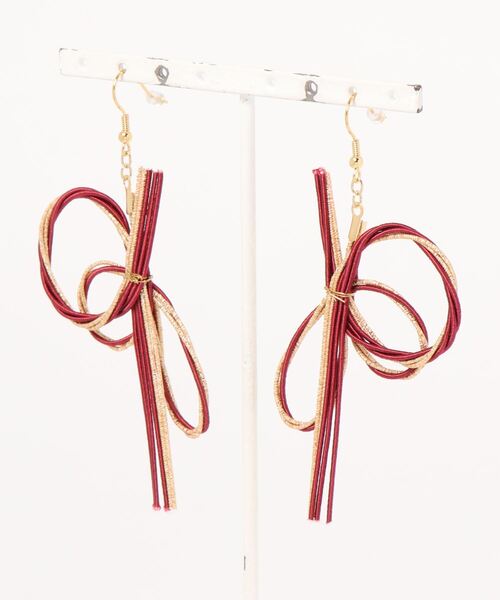 カヤ（カヤ）の「【カヤ】水引結び輪重ねピアス（ピアス（両耳用）・レディース・ブラウン/ブルー/スミクロ・FREE）」の2枚目の写真