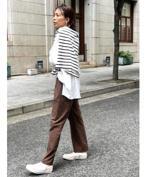 ulu(ウル)の「Cotton basic border cutsew(Tシャツ/カットソー・レディース・ホワイト×ブラック・FREE)」の12枚目の写真