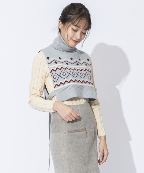 REDYAZEL(レディアゼル)の「オリジナルジャガードニットベスト(ニット/セーター・レディース・ネイビー/グレー・FREE)」の8枚目の写真