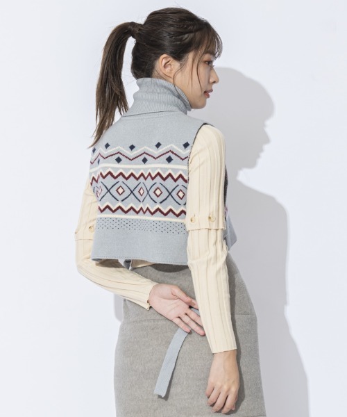 REDYAZEL(レディアゼル)の「オリジナルジャガードニットベスト(ニット/セーター・レディース・ネイビー/グレー・FREE)」の10枚目の写真