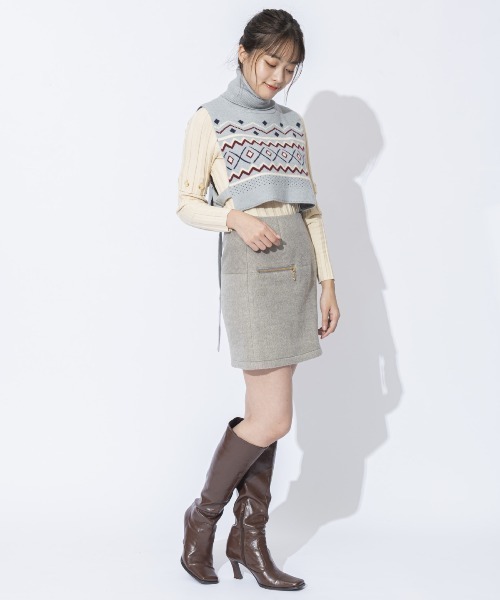 REDYAZEL(レディアゼル)の「オリジナルジャガードニットベスト(ニット/セーター・レディース・ネイビー/グレー・FREE)」の11枚目の写真