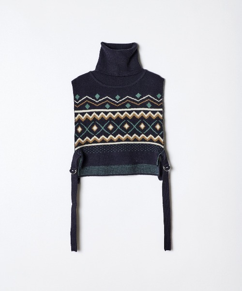 REDYAZEL(レディアゼル)の「オリジナルジャガードニットベスト(ニット/セーター・レディース・ネイビー/グレー・FREE)」の3枚目の写真