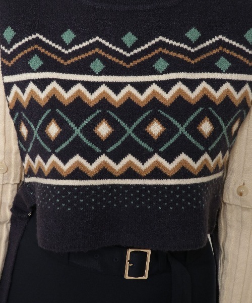 REDYAZEL(レディアゼル)の「オリジナルジャガードニットベスト(ニット/セーター・レディース・ネイビー/グレー・FREE)」の14枚目の写真