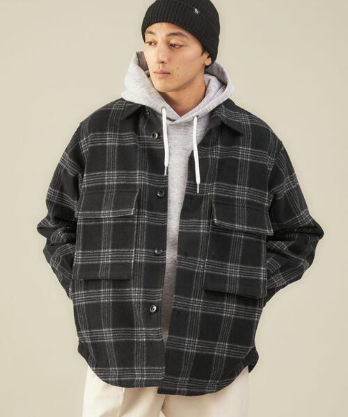 green label relaxing（グリーンレーベルリラクシング）の「TWモッサーチェック CPOジャケット（ミリタリージャケット・メンズ・ブラック・L/S/M）」の2枚目の写真