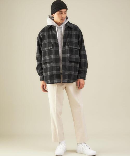 green label relaxing（グリーンレーベルリラクシング）の「TWモッサーチェック CPOジャケット（ミリタリージャケット・メンズ・ブラック・L/S/M）」の4枚目の写真