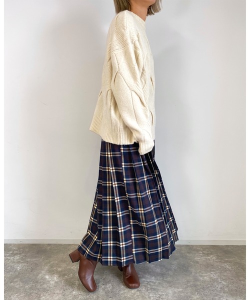 MLI'A（エムリア）の「チェック柄プリーツスカート（スカート・レディース・イエロー/ネイビー/ブラウン・FREE）」の19枚目の写真