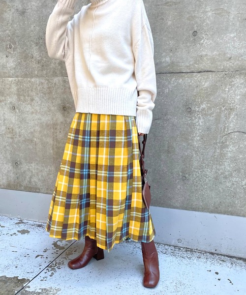 MLI'A（エムリア）の「チェック柄プリーツスカート（スカート・レディース・イエロー/ネイビー/ブラウン・FREE）」の13枚目の写真