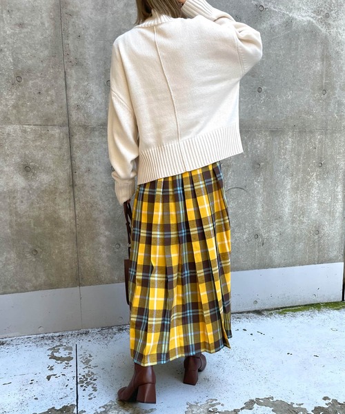 MLI'A（エムリア）の「チェック柄プリーツスカート（スカート・レディース・イエロー/ネイビー/ブラウン・FREE）」の16枚目の写真