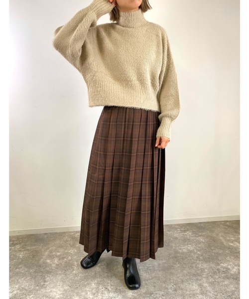 MLI'A（エムリア）の「チェック柄プリーツスカート（スカート・レディース・イエロー/ネイビー/ブラウン・FREE）」の4枚目の写真