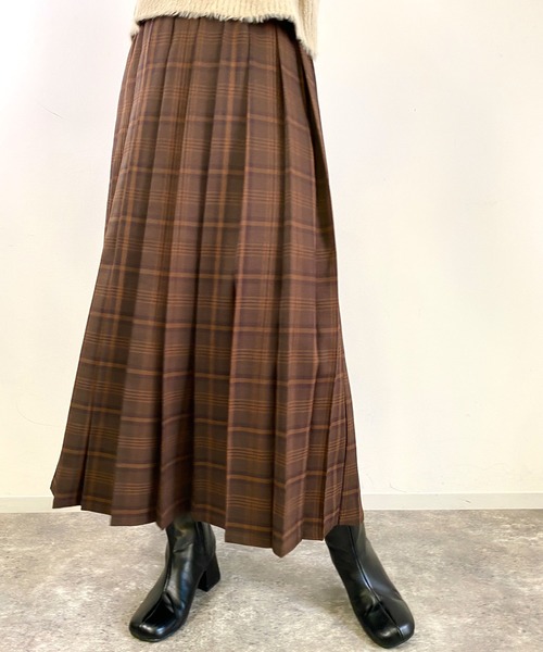 MLI'A（エムリア）の「チェック柄プリーツスカート（スカート・レディース・イエロー/ネイビー/ブラウン・FREE）」の5枚目の写真