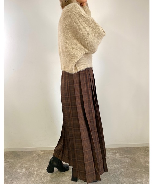 MLI'A（エムリア）の「チェック柄プリーツスカート（スカート・レディース・イエロー/ネイビー/ブラウン・FREE）」の6枚目の写真