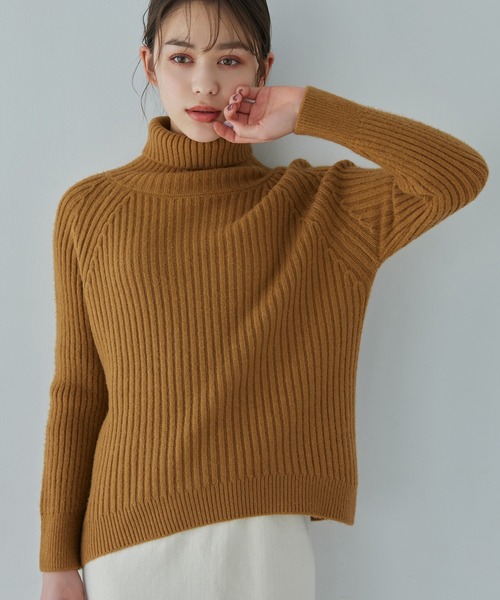 Edit Sheen（エディットシーン）の「ハイネックリブニット（ニット/セーター・レディース・ベージュ/マスタード・MEDIUM）」の2枚目の写真