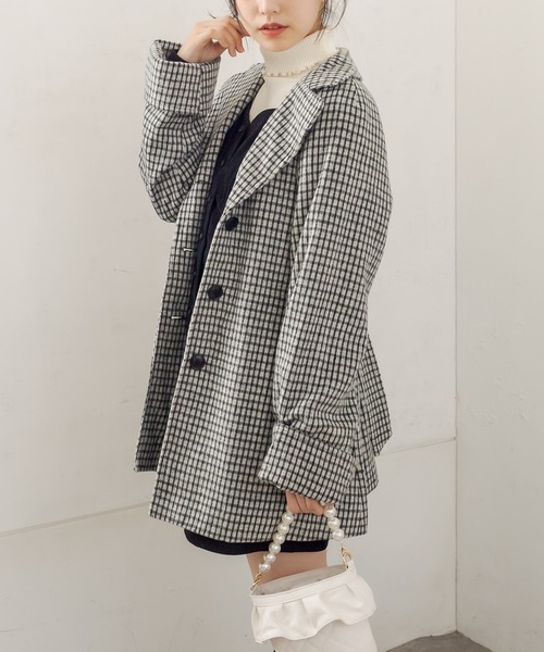 OLIVE des OLIVE（オリーブデオリーブ）の「ときめきデートチェスターコート（チェスターコート・レディース・ライトグレー/ブラック/アイボリー・FREE）」の3枚目の写真