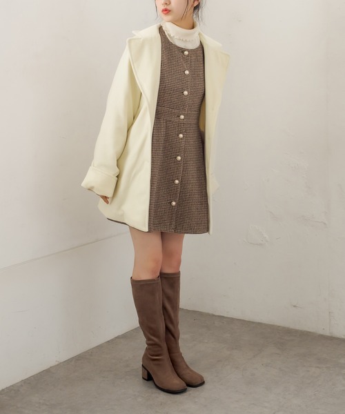 OLIVE des OLIVE（オリーブデオリーブ）の「ときめきデートチェスターコート（チェスターコート・レディース・ライトグレー/ブラック/アイボリー・FREE）」の12枚目の写真