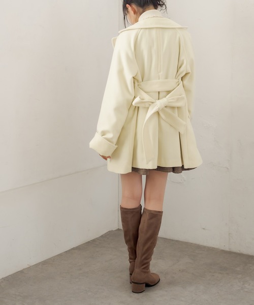 OLIVE des OLIVE（オリーブデオリーブ）の「ときめきデートチェスターコート（チェスターコート・レディース・ライトグレー/ブラック/アイボリー・FREE）」の7枚目の写真