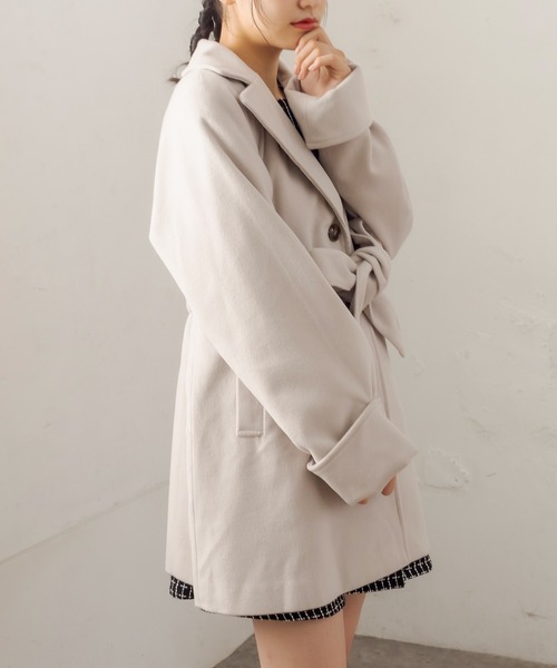 OLIVE des OLIVE（オリーブデオリーブ）の「ときめきデートチェスターコート（チェスターコート・レディース・ライトグレー/ブラック/アイボリー・FREE）」の9枚目の写真