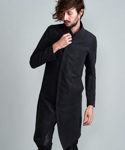 NO ID.（ノーアイディ）の「◇Pスエードセミダブルスタンドカラーコート（チェスターコート・メンズ・ブラック/グレー/ブルーグリーン・1/2）」の2枚目の写真