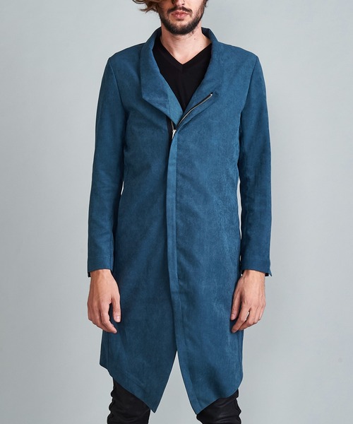 NO ID.（ノーアイディ）の「◇Pスエードセミダブルスタンドカラーコート（チェスターコート・メンズ・ブラック/グレー/ブルーグリーン・1/2）」の8枚目の写真