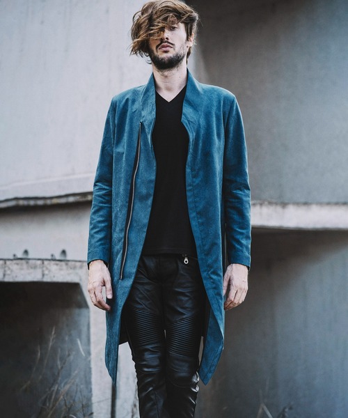 NO ID.（ノーアイディ）の「◇Pスエードセミダブルスタンドカラーコート（チェスターコート・メンズ・ブラック/グレー/ブルーグリーン・1/2）」の10枚目の写真