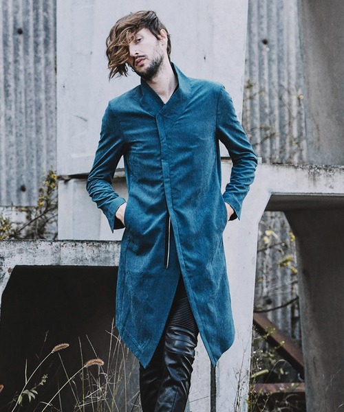 NO ID.（ノーアイディ）の「◇Pスエードセミダブルスタンドカラーコート（チェスターコート・メンズ・ブラック/グレー/ブルーグリーン・1/2）」の6枚目の写真