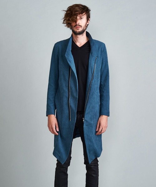 NO ID.（ノーアイディ）の「◇Pスエードセミダブルスタンドカラーコート（チェスターコート・メンズ・ブラック/グレー/ブルーグリーン・1/2）」の14枚目の写真