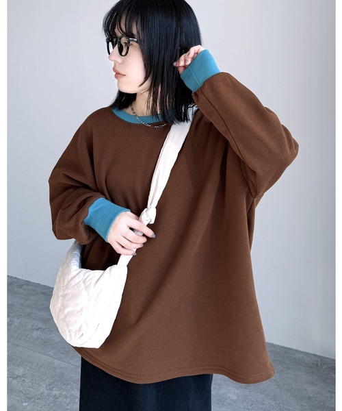 reca(レカ)の「裏起毛ビッグシルエットボーダースウェット(スウェット・レディース・ホワイト/ブラック/グレー/モカ/オートミール/アイボリー/グリーン系/レッド系その他/ベージュ/チャコールグレー/バーガンディー/グレー系その他/グレー系1/ブラウン系1/ホワイト系その他・FREE)」の10枚目の写真