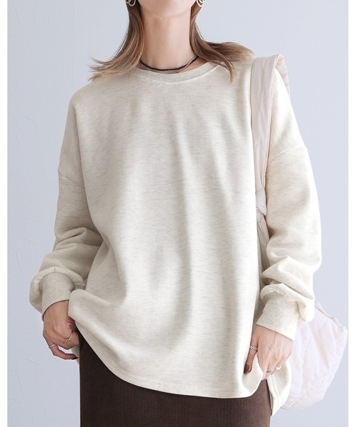 reca(レカ)の「裏起毛ビッグシルエットボーダースウェット(スウェット・レディース・ホワイト/ブラック/グレー/モカ/オートミール/アイボリー/グリーン系/レッド系その他/ベージュ/チャコールグレー/バーガンディー/グレー系その他/グレー系1/ブラウン系1/ホワイト系その他・FREE)」の12枚目の写真