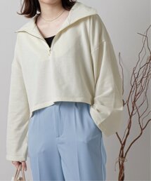 裏毛ハーフジップショートプルオーバー