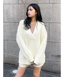 ENVYM | ディープＶネックニットチュニック(ニット/セーター)